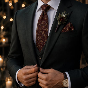 Deep Oxblood Heritage Rose Botanical Tie