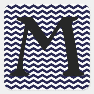 Deep Pacific Blue Wave Chevron Square Sticker