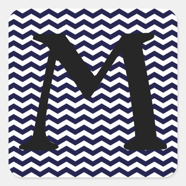 Deep Pacific Blue Wave Chevron Square Sticker (Front)