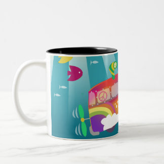 Deep Peace Van - Groovy Peace Submarine Two-Tone Coffee Mug