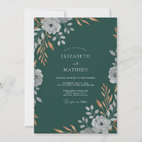 Deep Petrol Leafy Wedding