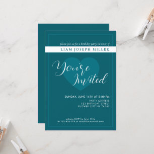 Deep Petrol Script personnalisé Invitation d'anniv