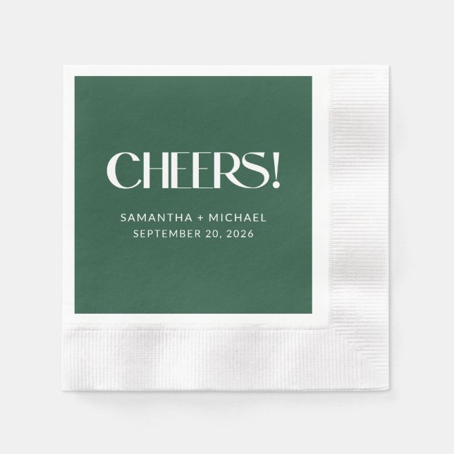 Deep Pine Decorative Serif Wedding Cheers Napkin (Front)