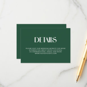 Deep Pine Decorative Serif Wedding Details Enclosure Card