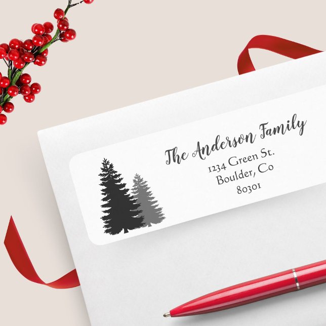 Deep Pine Forest Black And Grey Return Address (Creator Uploaded)