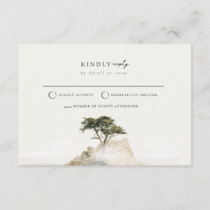 Deep Pine Olive Cypress Coast Mail Back RSVP Card