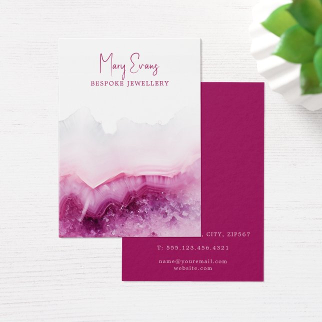 Deep Pink agate earring display card (Desk)