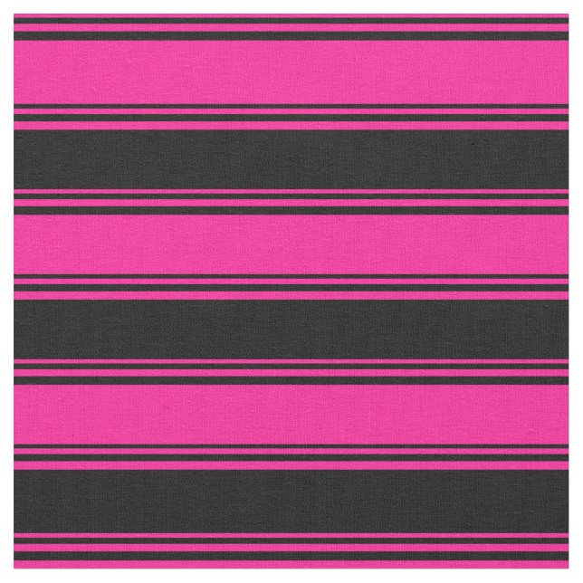 Deep Pink and Black Pattern Fabric (Close Up)