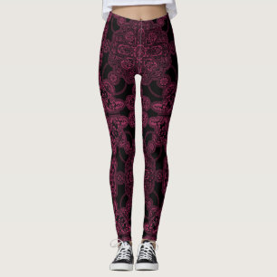 Deep Pink and Black Persian Leggings