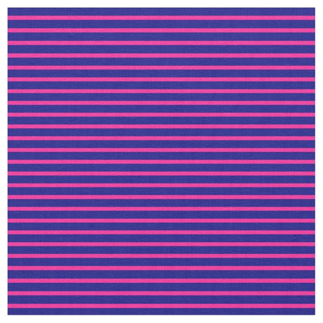 Deep Pink and Blue Coloured Lined Pattern Fabric (Close Up)
