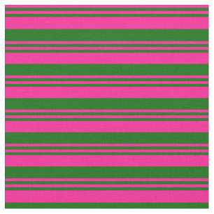 Deep Pink and Dark Green Stripes/Lines Pattern Fabric