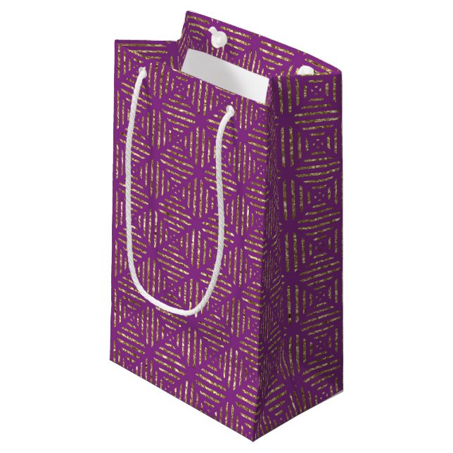 Deep Pink and Gold Pattern Gift Bag (Front Angled)