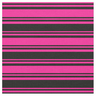 Deep Pink & Black Coloured Lined/Striped Pattern Fabric