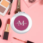 Deep Pink Bridesmaid Initial and Name Compact Mirror<br><div class="desc">A personalized compact mirror for your wedding bridesmaid or maid of honour that has her initial and name on a trendy,  deep pink colour background. Edit to replace initial and name. Select your compact mirror style.</div>