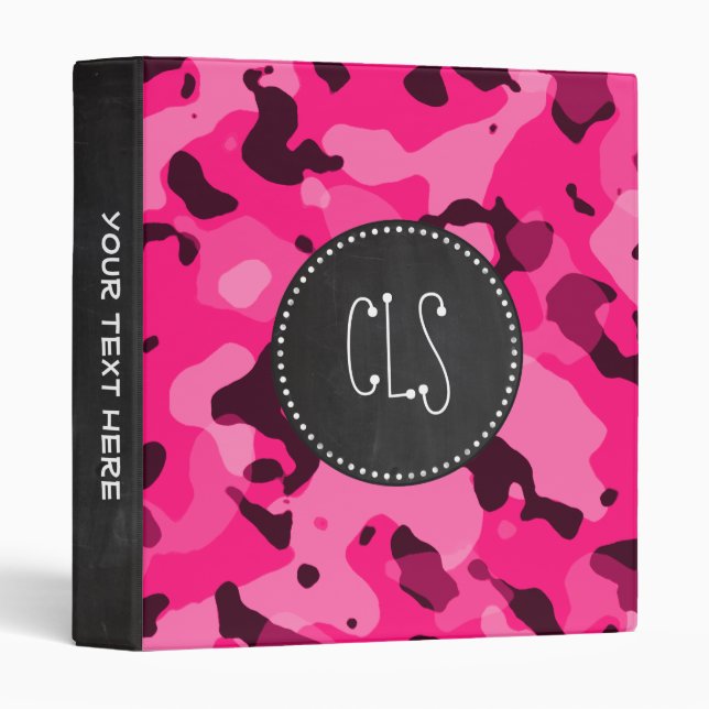 Deep Pink Camo; Chalkboard look Binder (Front/Spine)
