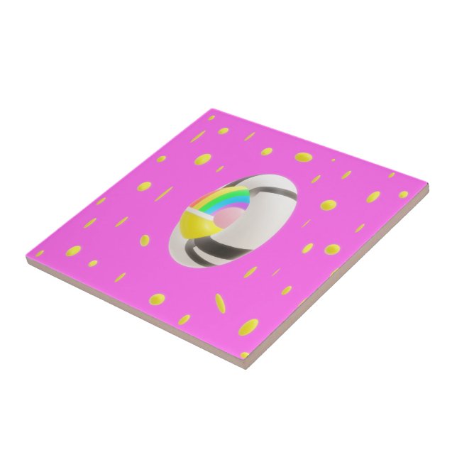 Deep pink cute sweet sunshine patterned pillow fav tile (Side)