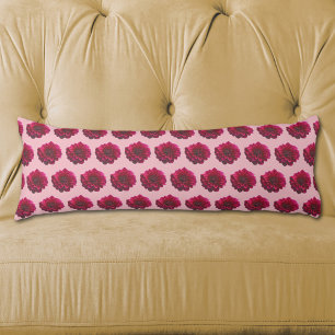 Deep Pink Dahlia Flower Seamless Pattern on Body Pillow
