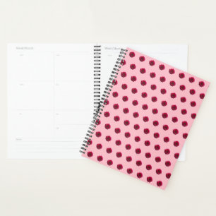 Deep Pink Dahlia Flower Seamless Pattern on Planner