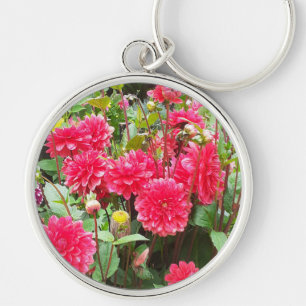 Deep Pink Dahlias Key Ring
