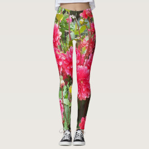 Deep Pink Dahlias Leggings