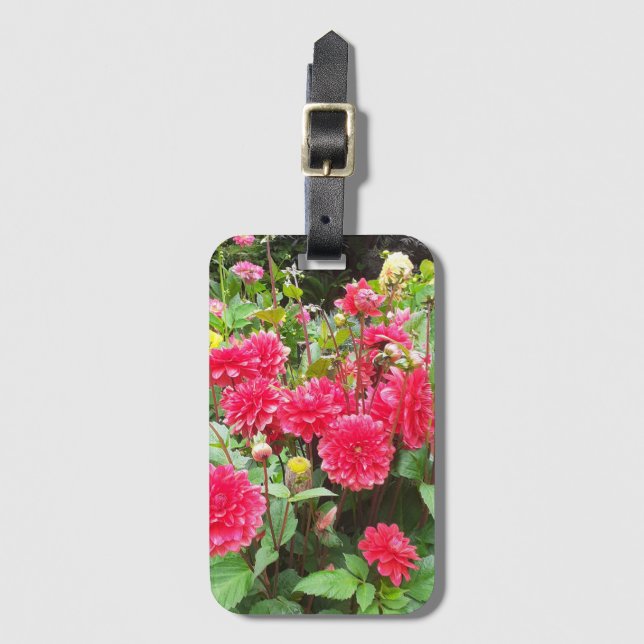 Deep Pink Dahlias Luggage Tag (Front Vertical)