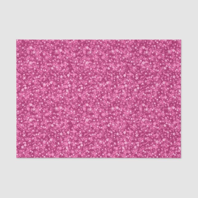 Deep Pink Faux Glitter & Sparkles Pattern Tissue Paper (Front)