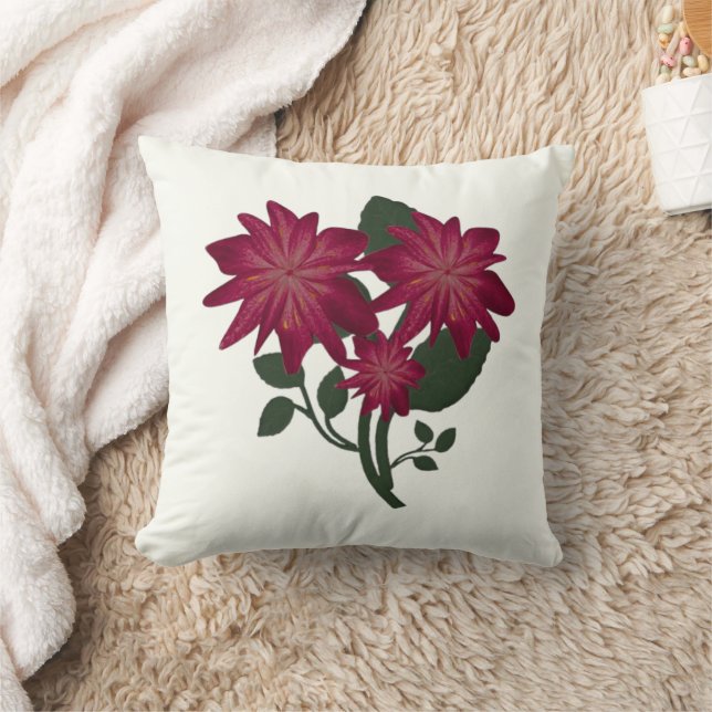 Deep Pink floral design  Rug Throw Pillow (Blanket)