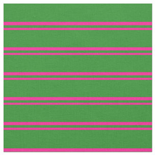 Deep Pink & Forest Green Stripes Pattern Fabric