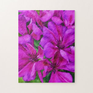 Deep Pink Garden Flowers Art Puzzle