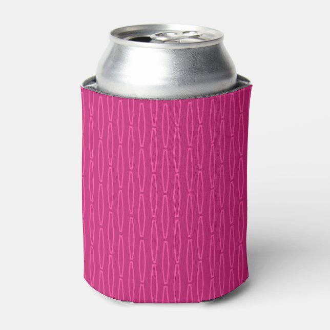 Deep Pink Geometric Repeat  Can Cooler (Can Front)