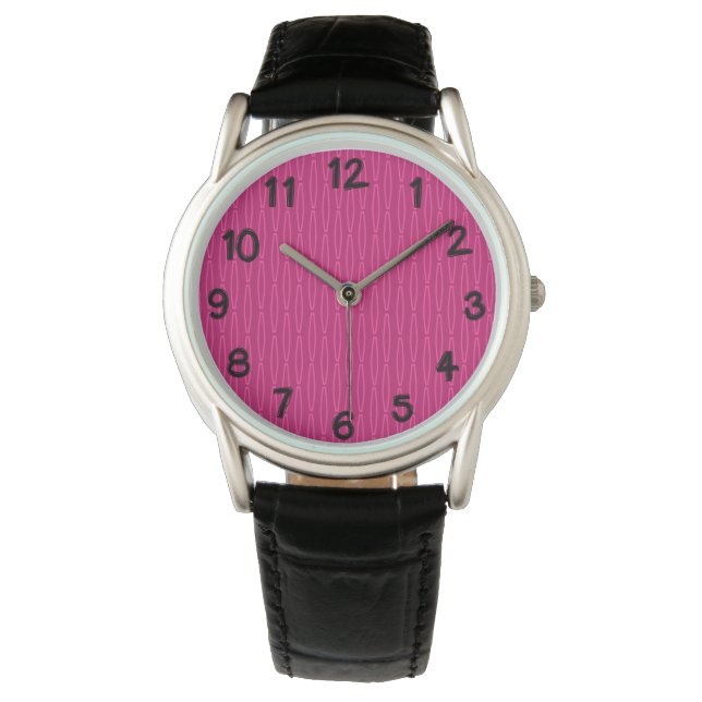 Deep Pink Geometric Repeat  Watch (Front)