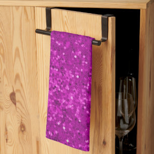 Deep Pink Glam Faux Glitter Pattern Kitchen Towel
