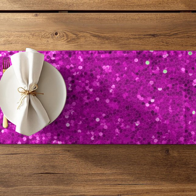 Deep Pink Glam Faux Glitter Pattern Short Table Runner (Creator Uploaded)