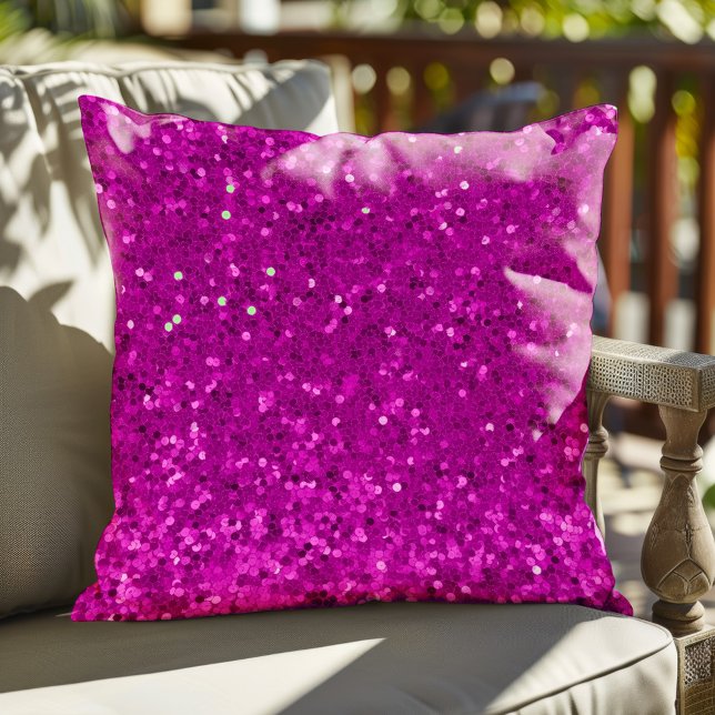 Deep Pink Glam Faux Glitter Pattern Throw Pillow (Creator Uploaded)