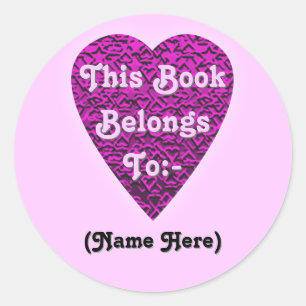 Deep Pink Heart. Patterned Heart Design. Classic Round Sticker