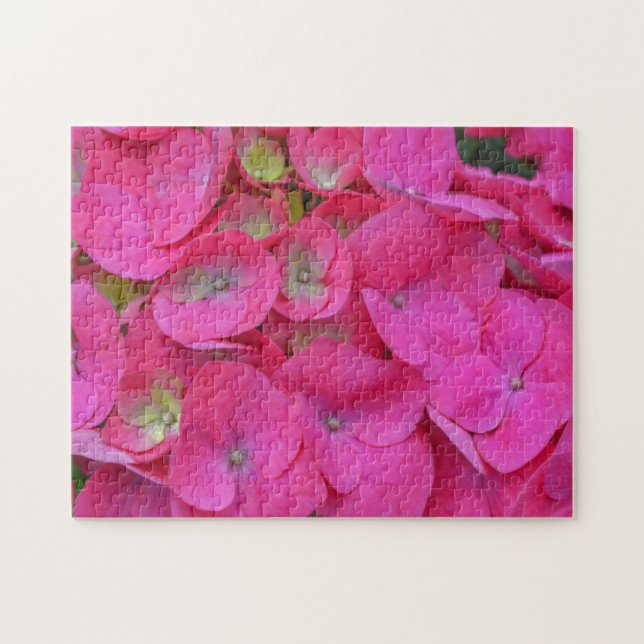 Deep Pink Hydrangea Flower Petal Garden Puzzle (Horizontal)