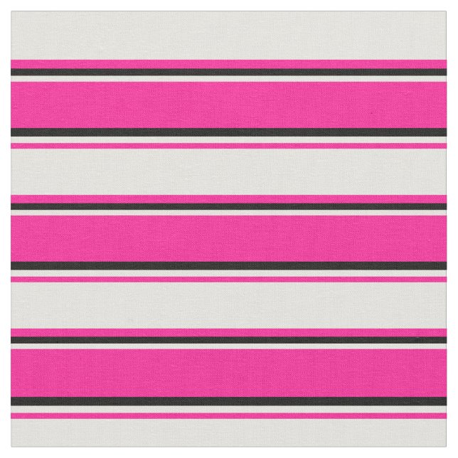 Deep Pink, Light Yellow & Black Lines Fabric (Close Up)