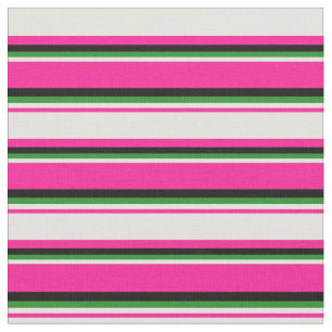 Deep Pink, Light Yellow, Forest Green & Black Fabric