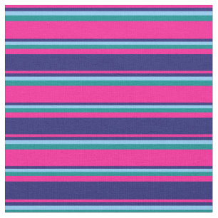 Deep Pink, Midnight Blue, Light Sky Blue & Cyan Fabric