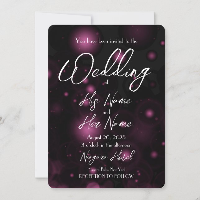 Deep Pink Orbs - Create Your Own Wedding Invitation (Front)