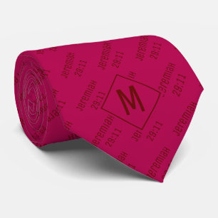 Deep Pink Orchid Flower JEREMIAH 29 11 Monogram Tie