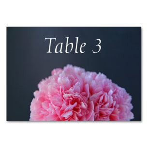 Deep pink peony closeup table number