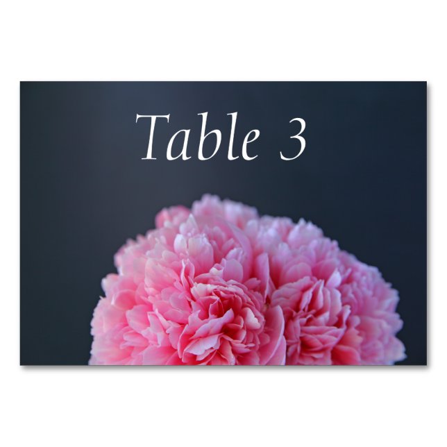 Deep pink peony closeup table number (Front)