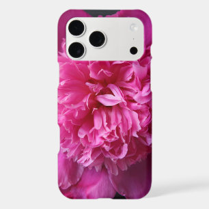Deep pink peony on black iPhone / iPad case