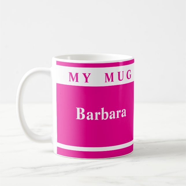 Deep Pink Personalized Mug (Left)