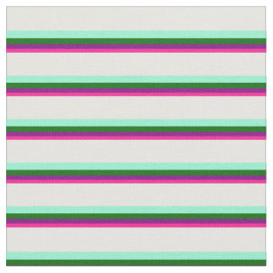 Deep Pink, Purple, Green, Aquamarine & Mint Cream Fabric