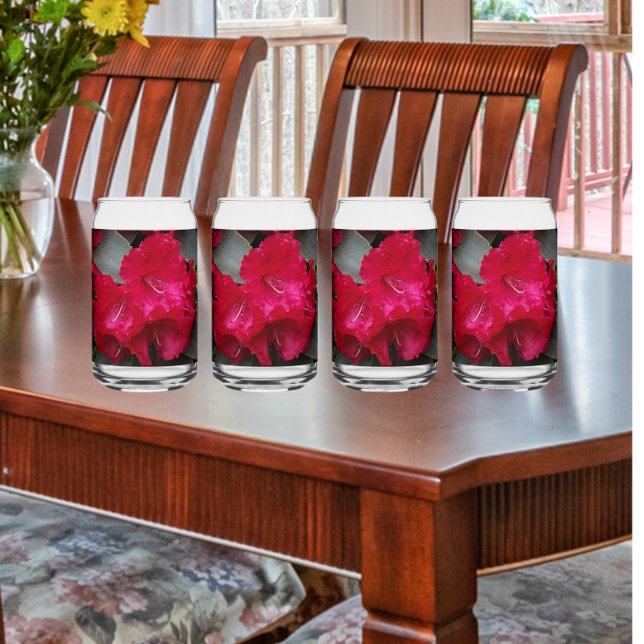 Deep Pink Rhododendron Blooms Floral Can Glass (In Situ)