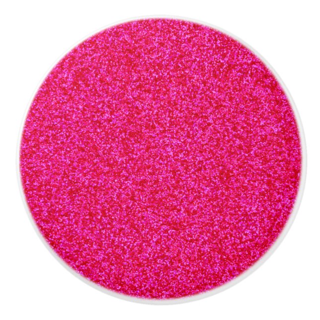 Deep Pink Sparkly Bits Ceramic Knob (Front)