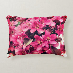 Deep Pink Spring Crabapple Flower Blossoms   Accent Pillow
