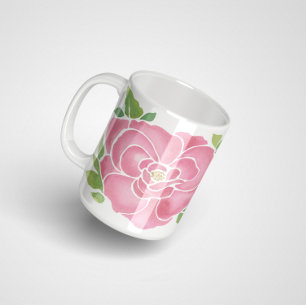 Deep Pink Watercolor Roses Coffee Mug
